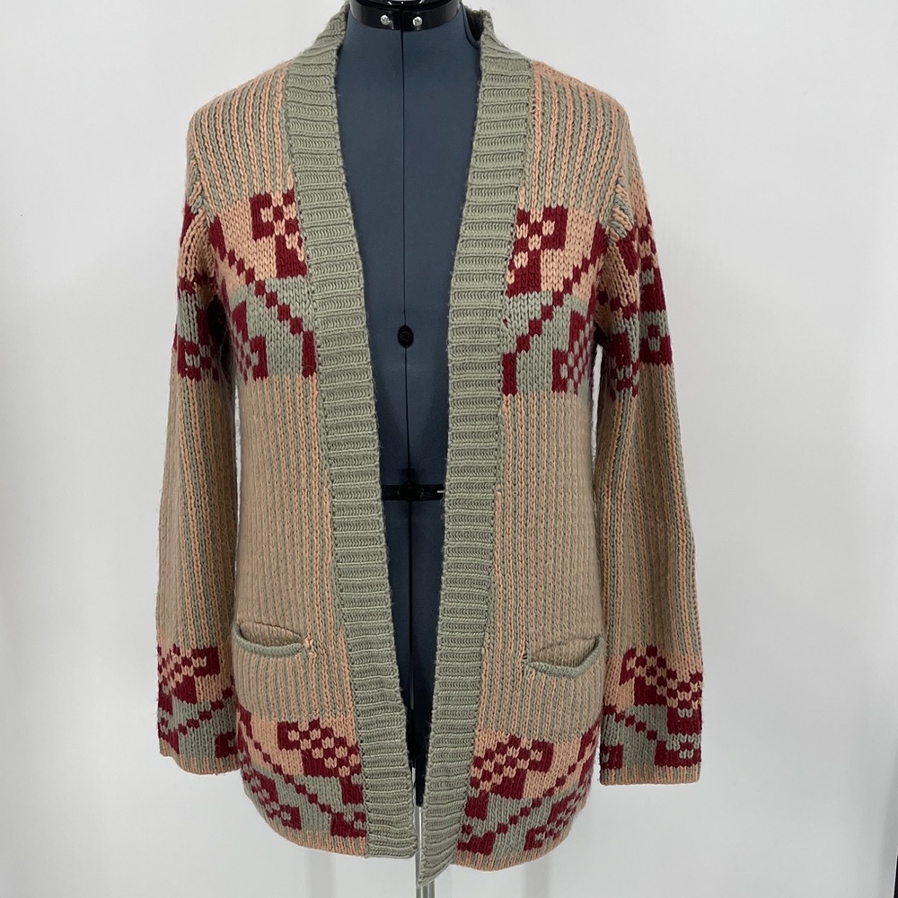 Mystree Gray and Tan Knit Cardigan WOMENS SIZE L